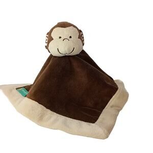 Tiddliwinks Monkey Lovey Security Blanket Plush Velour Baby Toy Brown